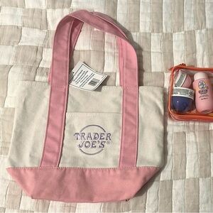 Pastel Trader Joe’s tote with SOL de Janeiro beauty.